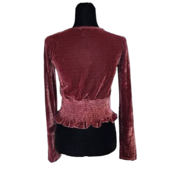NWT Women's Wild Honey Wine Velvet, Long Sleeve Crop Top Size: L - Picture 7 of 9